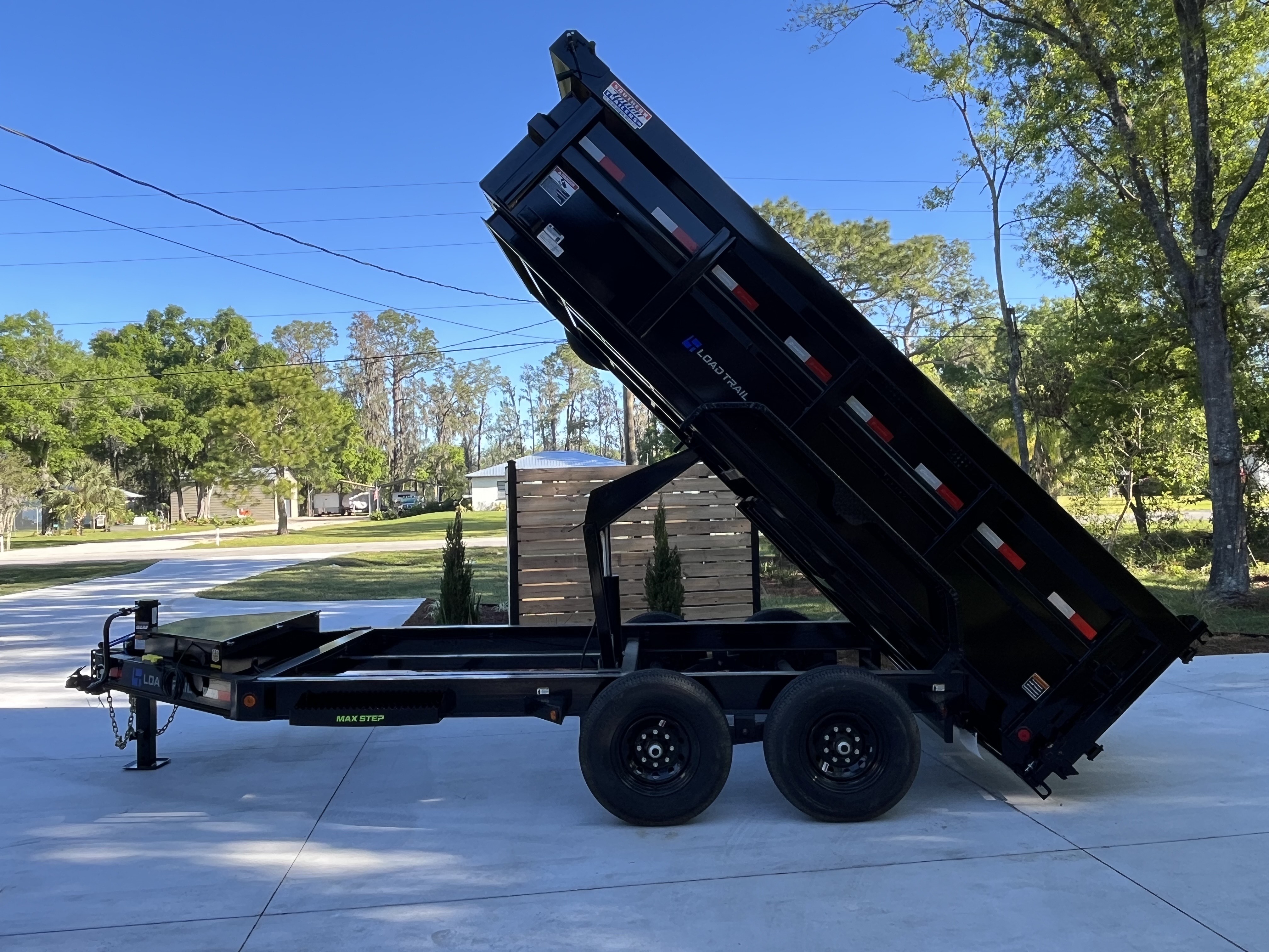 14ft Load Trail Dump Trailer - Fully Raised Position