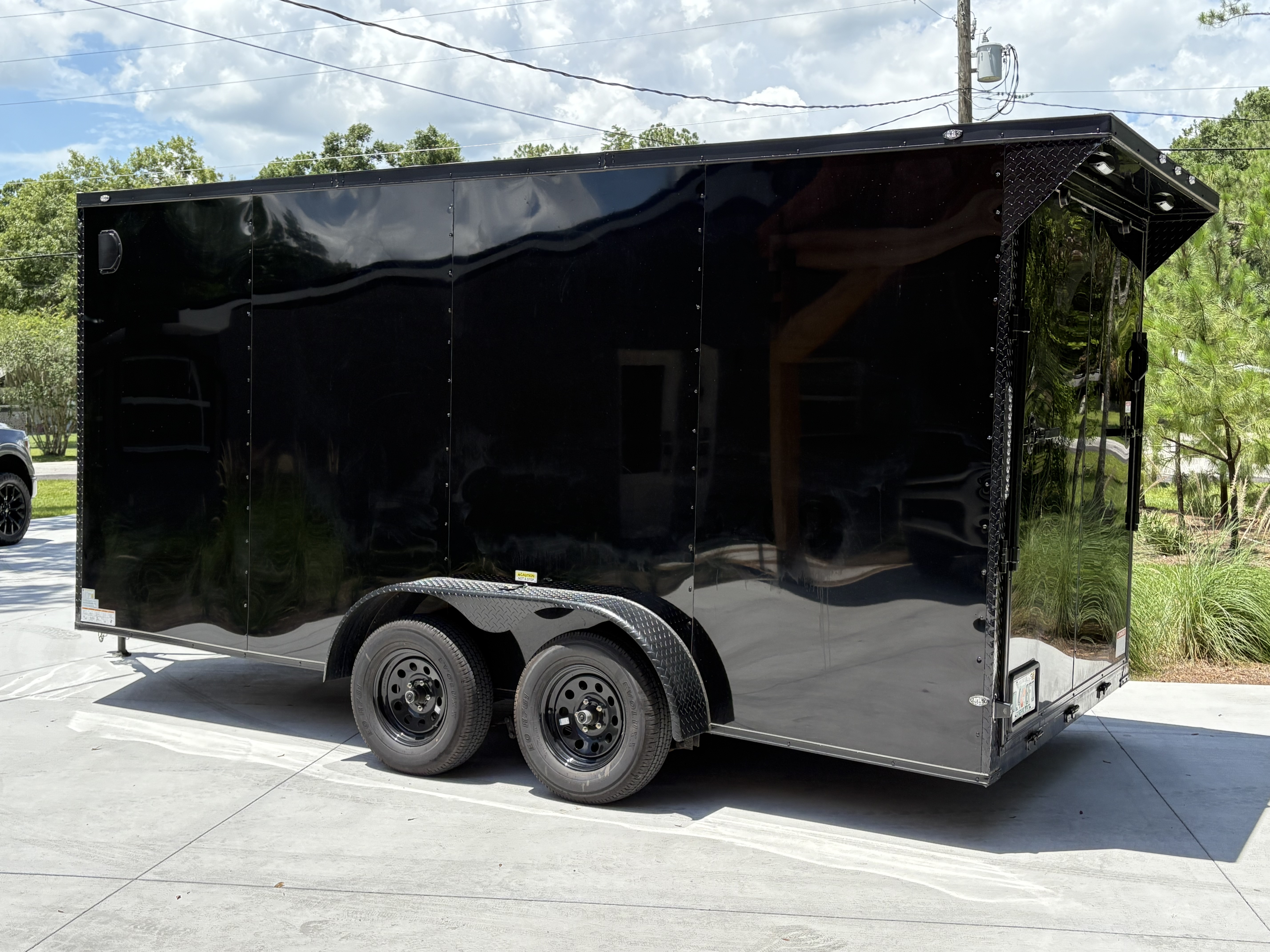 16ft Enclosed Cargo Trailer - Rear and Side Profile