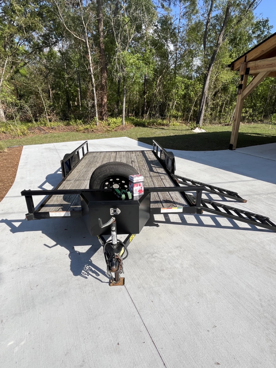 14ft Utility Trailer - Front Hitch View with Spare Tire