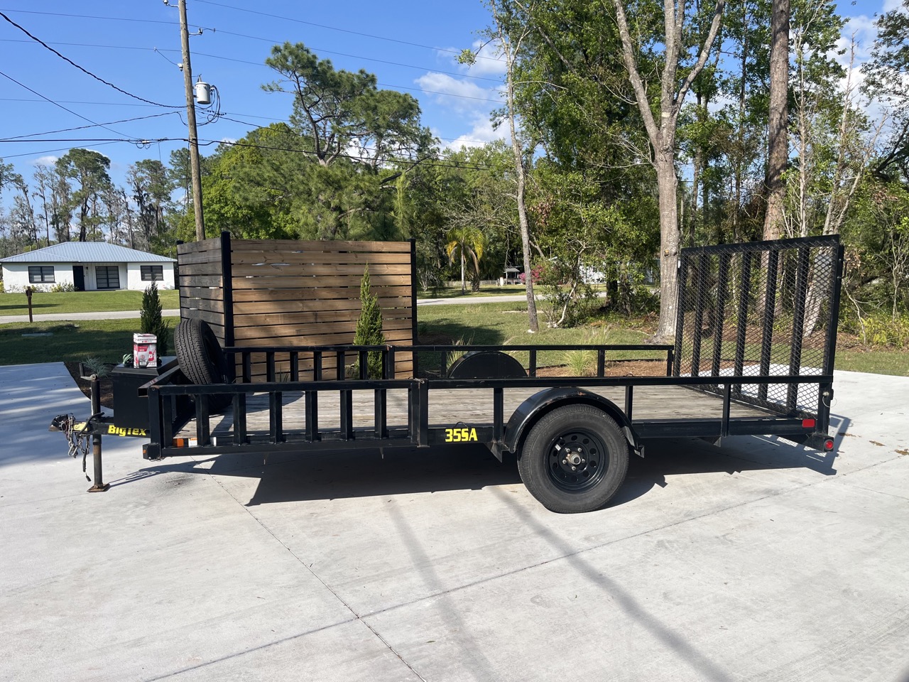 14ft Big Tex Utility Trailer - Side View with Mesh Sides